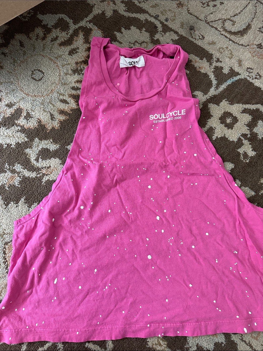 soulcycle Hot Pink Kids' Sleeveless Tank with White Speckle